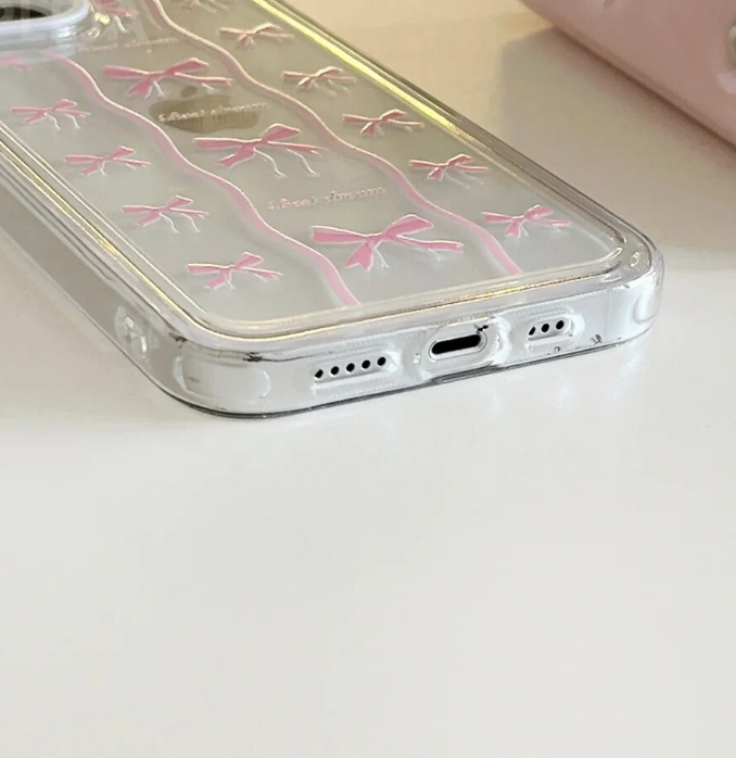 Pink Clear Bow iPhone Case