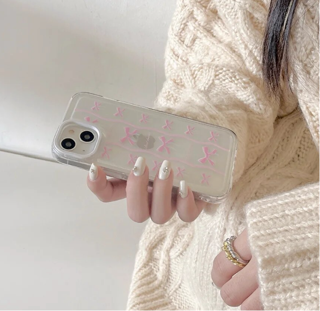 Pink Clear Bow iPhone Case