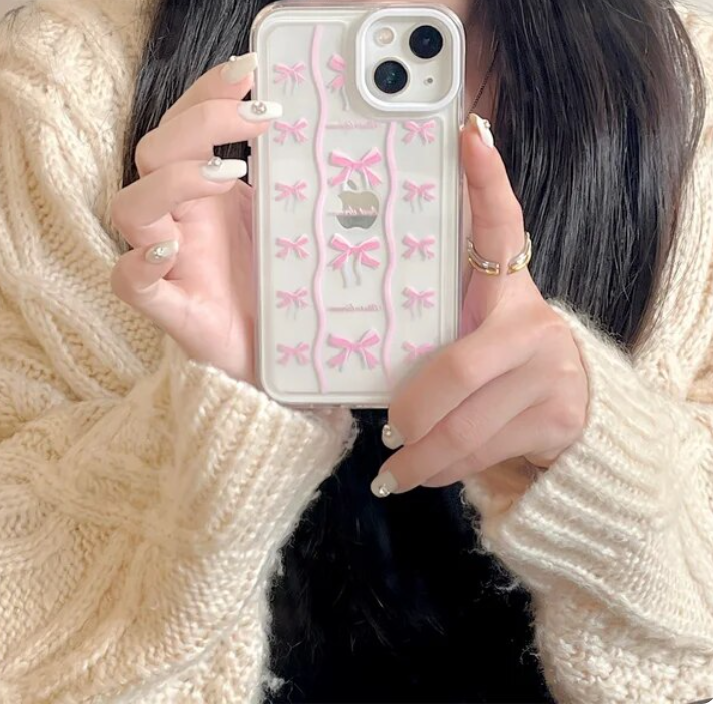 Pink Clear Bow iPhone Case